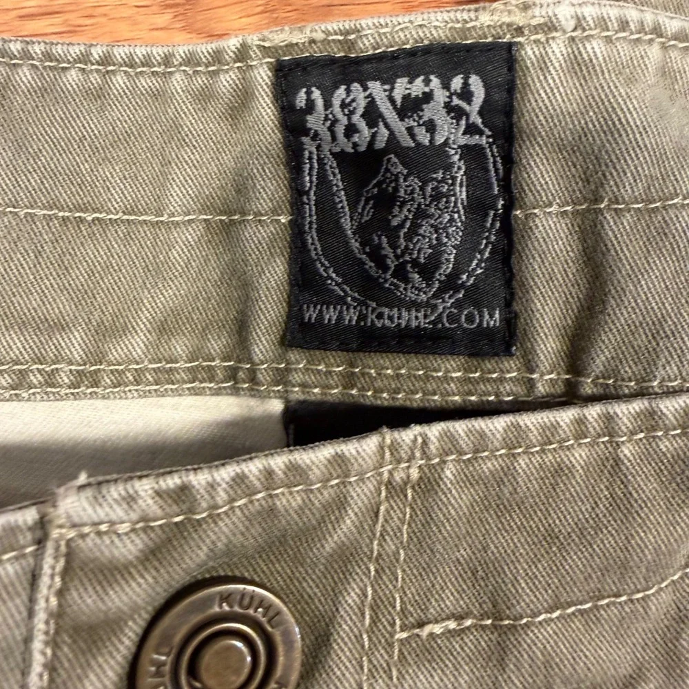 Kuhl Rydr Pants Mens 38x32 Khaki Brown Cotton Canvas Workwear Articulated Knee